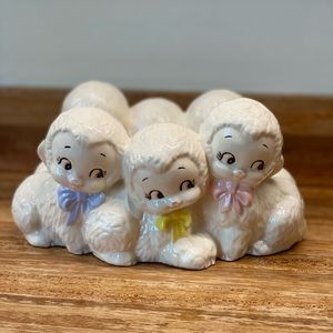 Vintage Ceramic Lamb Decor Nursery Baby Shower RARE Storage Planter